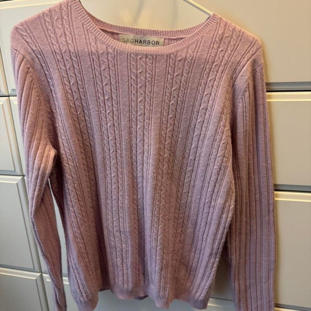 Sag Harbor soft purple cable knit sweater
